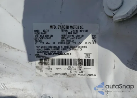 2022 Ford Explorer Police Interceptor z USA, uszkodzony, nr VIN 1FM5K8AW5NNA14225